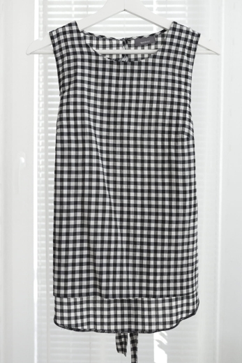 "Audrey" top w kratkę vichy 61% bawełna - M / 38