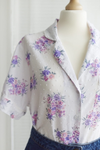 "Lawendowe pole" koszula vintage 44 / XXL /- 46 / XXXL