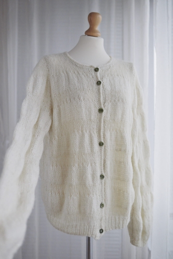 "Bita śmietana" kardigan handmade wełna - L / 40 - XL / 42