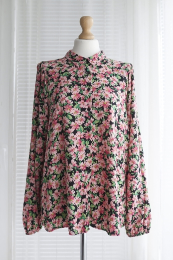 "Flower power" koszula z bufiastymi rękawami 100% wiskoza - XL / 42