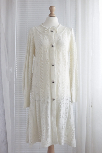 "Królowa śniegu" kardigan Cream wełna moher - S / 36 - M / 38