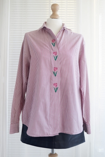"Tulipanowe love" koszula vintage 100% bawełna - M / 38 - L / 40