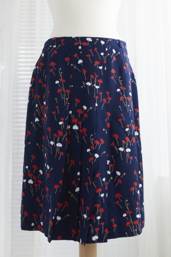 "Łąka maków" spódnica vintage 100% wiskoza acetat - L / 40