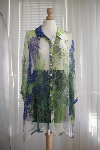 "Leśna duszka" koszula Stizzoli 100% jedwab - XL / 42 - 4XL / 48