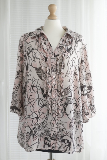 "Wiosna w mieście" koszula vintage 100% jedwab - 5XL / 50