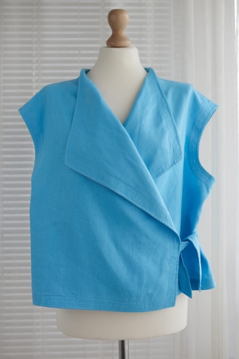 "Kimono" kimonowa kamizelka Jaeger 100% len - XXXL / 46 - 4XL / 48