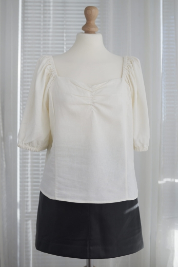 "Śmietanka" bluzka H&M 55% len 45% wiskoza - L / 40