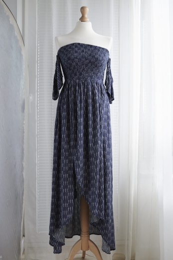 "Granatowe boho" sukienka Nelly 100% wiskoza (metki) - XS / 34 - S / 36