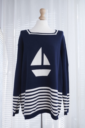 "Zwrot przez sztag" sweter vintage 100% bawełna - XL / 42 - XXL / 44